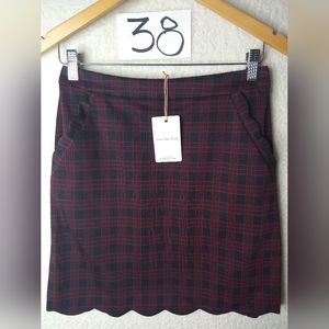 Skies Are Blue Red and Black Plaid Skirt